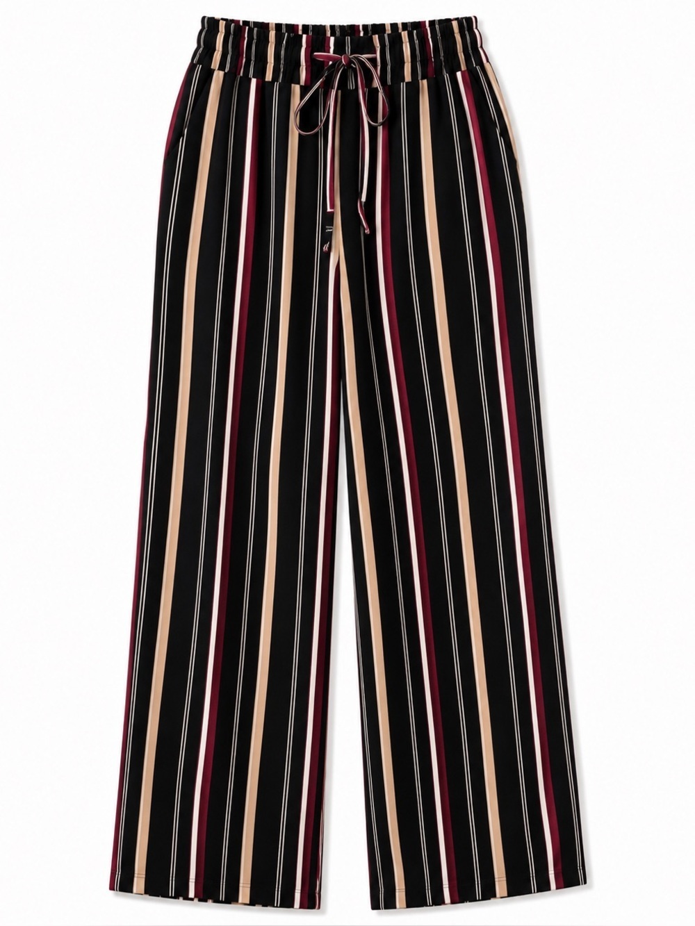 STRIPED PANTS WITH ELASTIC TIE WAIST